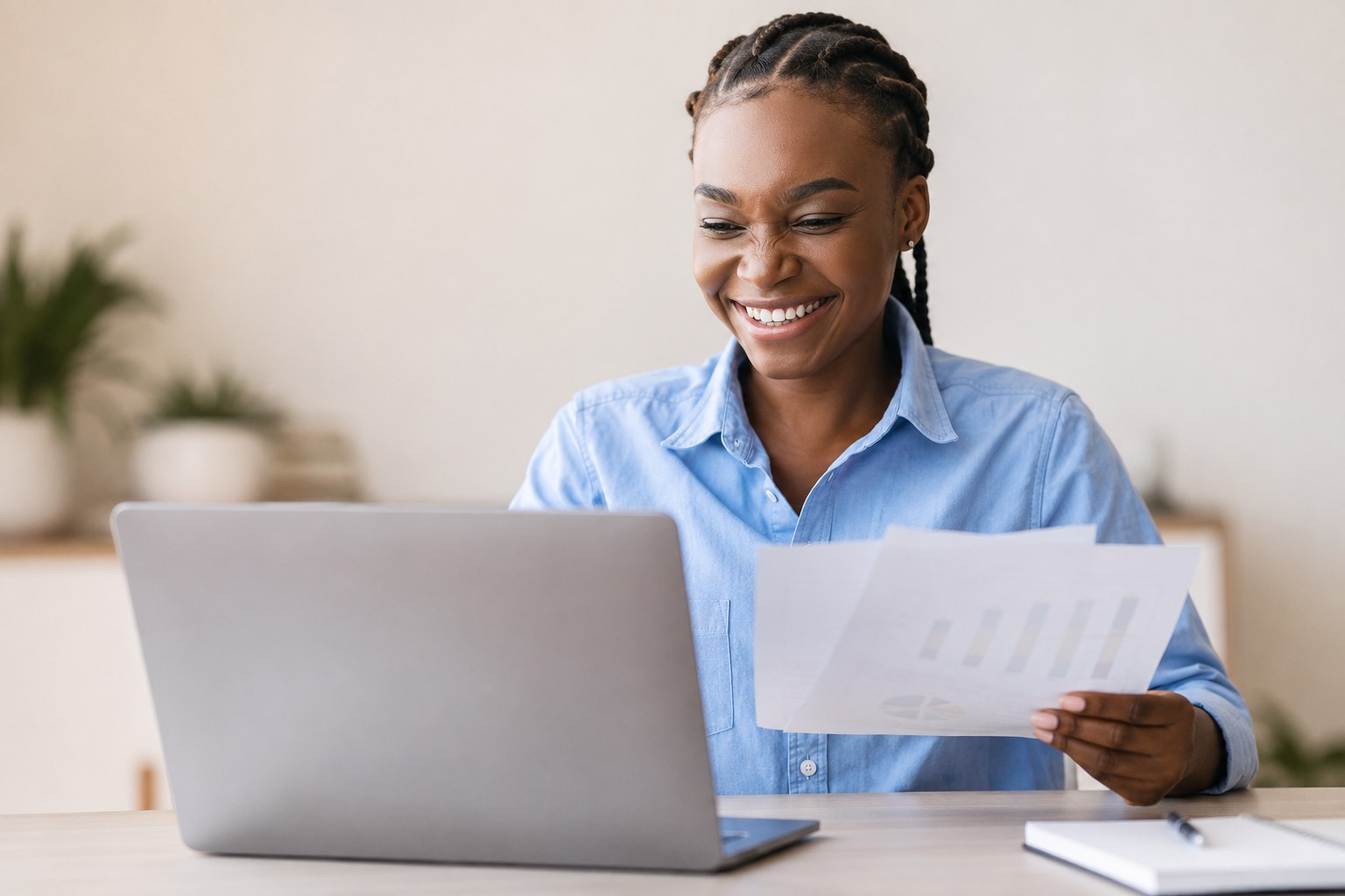 Homeowner reviewing bridge loan financial documents on laptop