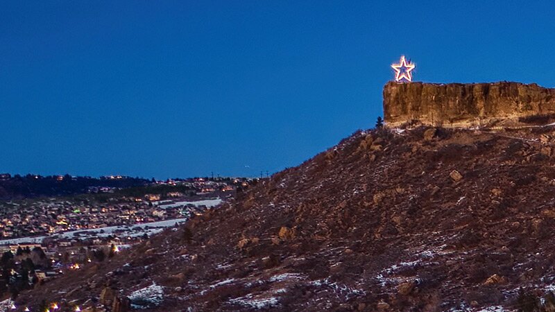 Castle Rock Colorado with iconic rock formation