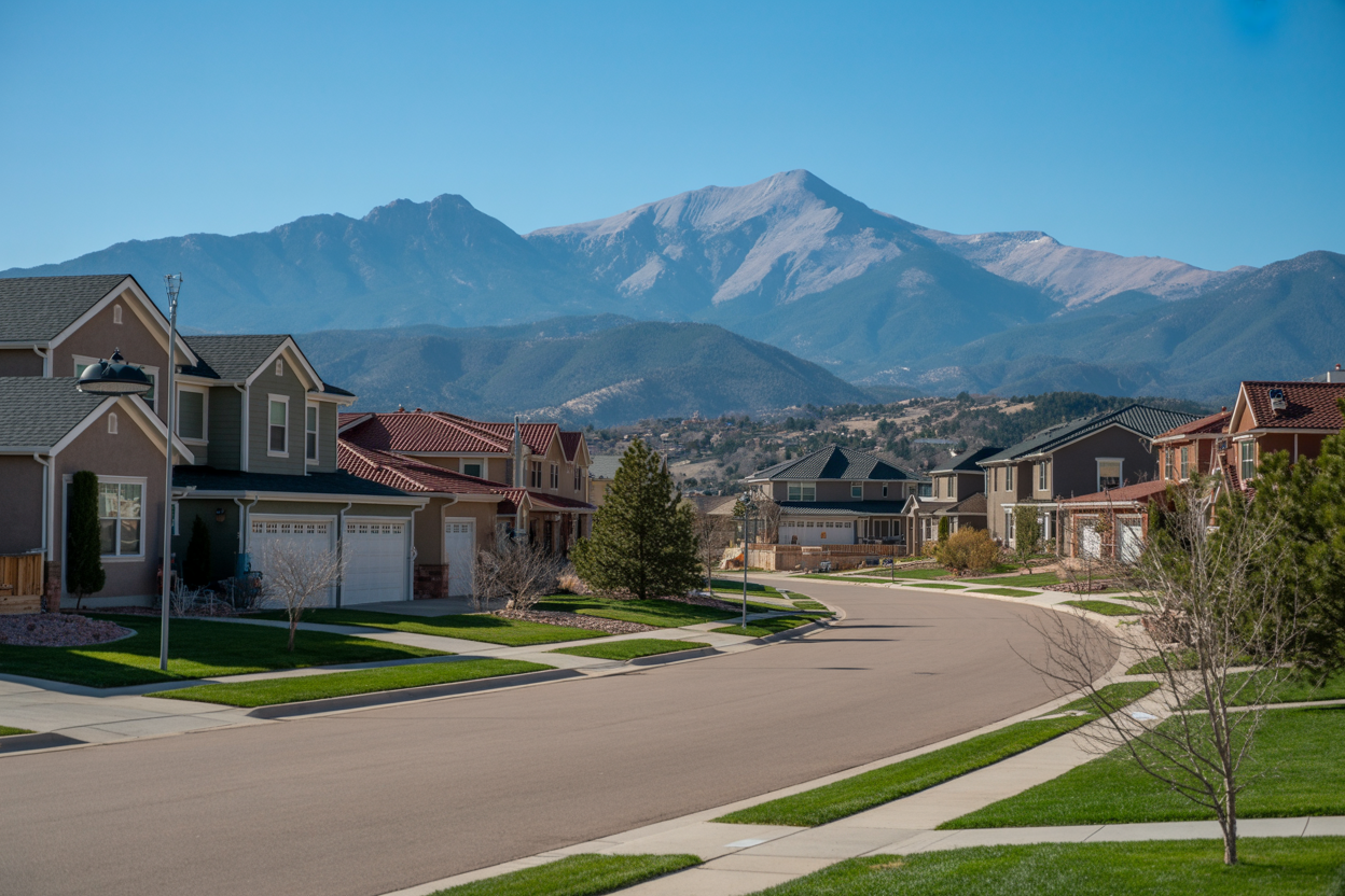 Colorado Springs neighborhood with Pikes Peak view
