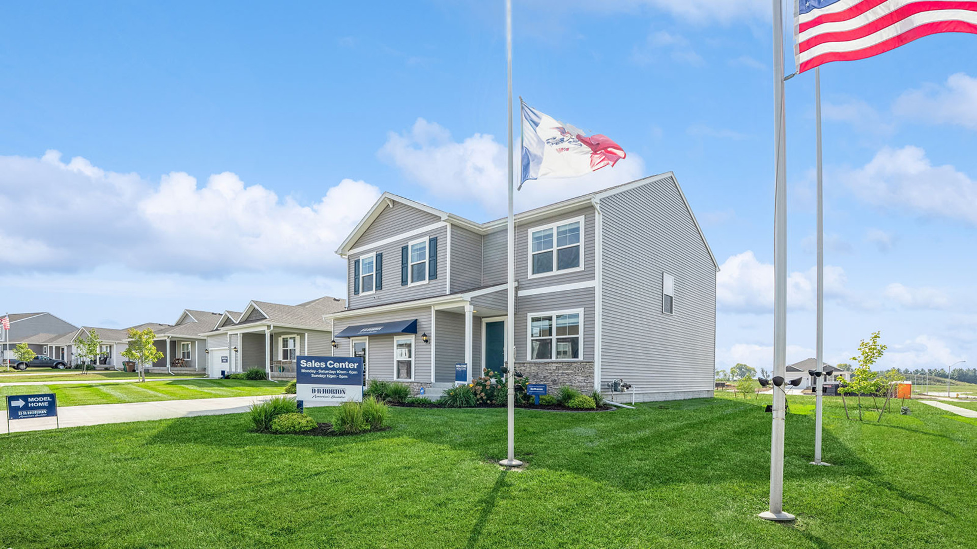 Iowa military family home with American flag