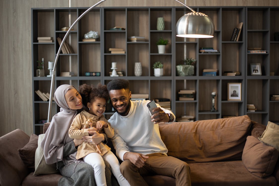 Family relaxing in their home