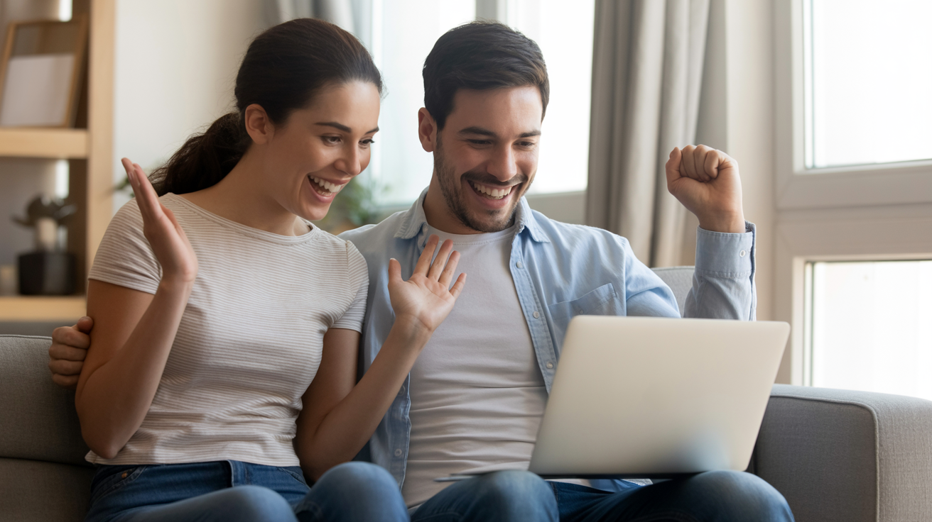 Couple celebrating mortgage pre-approval
