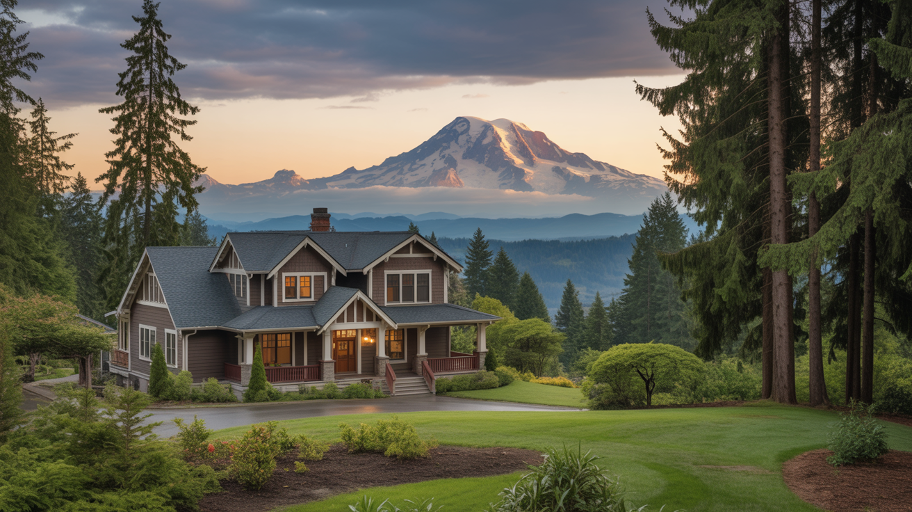 Washington state home with Pacific Northwest landscape